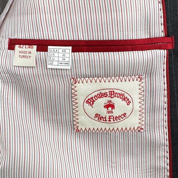 NWOT Brooks Brothers Red Fleece Gray Striped Single Breasted Wool Blazer sz 42L - Picture 5 of 7